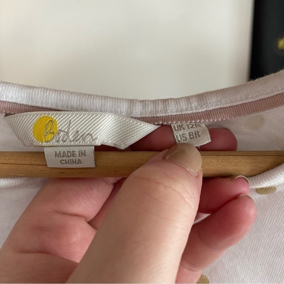 Boden White Metallic Gold Dots Faye Jersey T-shirt Dress - Picture 13 of 16